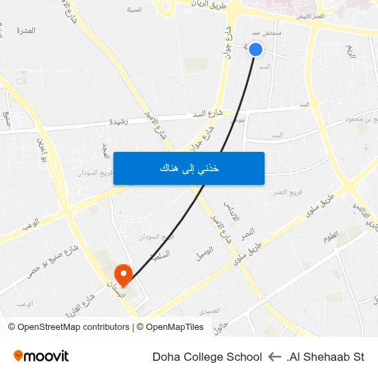 Al Shehaab St. to Doha College School map