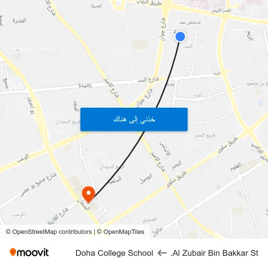 Al Zubair Bin Bakkar St. to Doha College School map