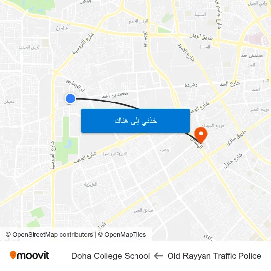 Old Rayyan Traffic Police to Doha College School map