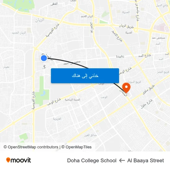 Al Baaya Street to Doha College School map