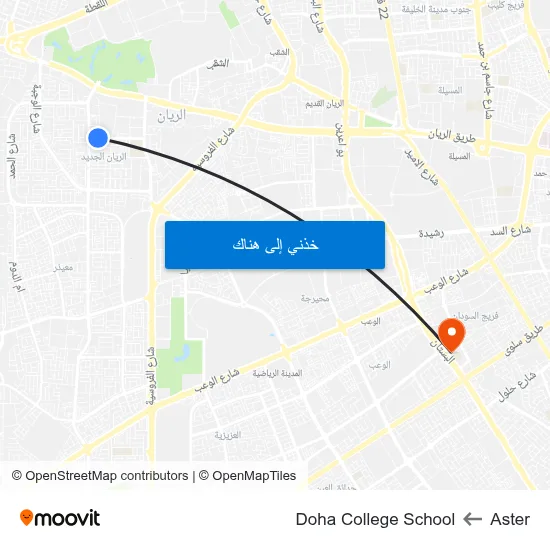 Aster to Doha College School map