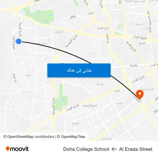 Al Erada Street to Doha College School map