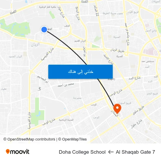 Al Shaqab Gate 7 to Doha College School map