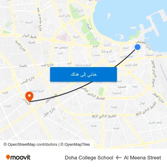Al Meena Street to Doha College School map