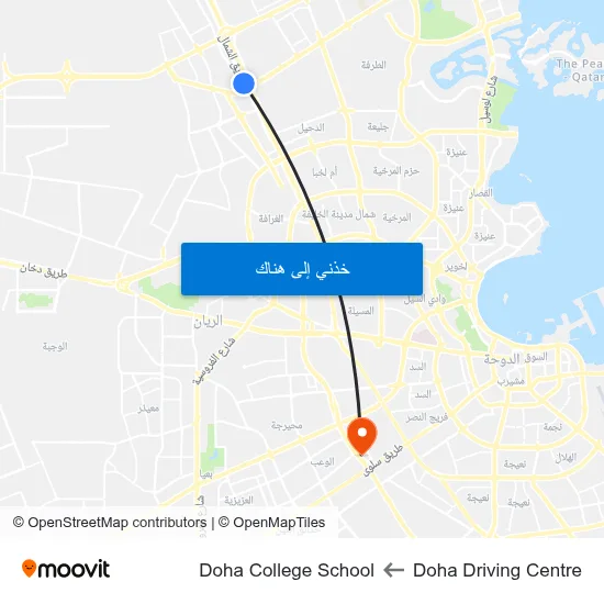 Doha Driving Centre to Doha College School map