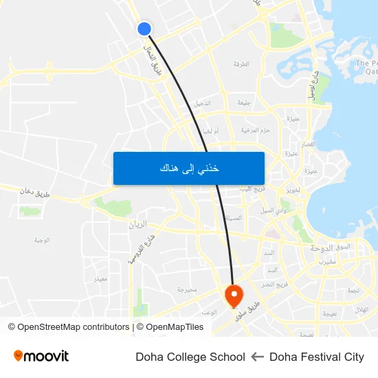 Doha Festival City to Doha College School map