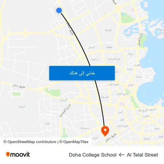 Al Telal Street to Doha College School map