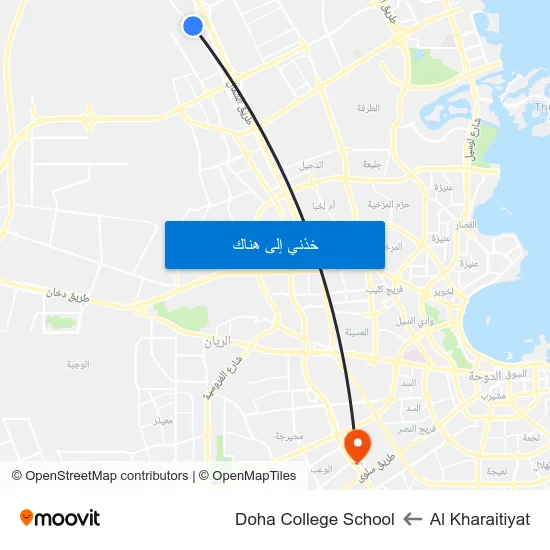 Al Kharaitiyat to Doha College School map