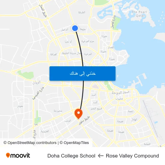 Rose Valley Compound to Doha College School map