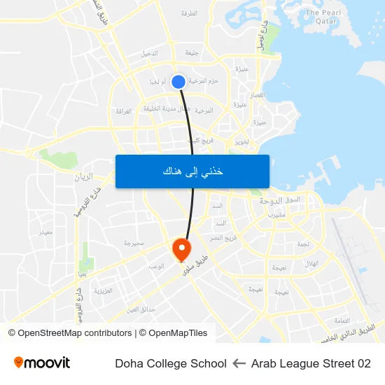 Arab League Street 02 to Doha College School map