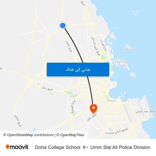 Umm Slal Ali Police Division to Doha College School map