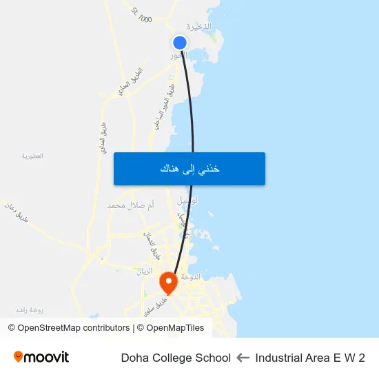 Industrial Area E W 2 to Doha College School map