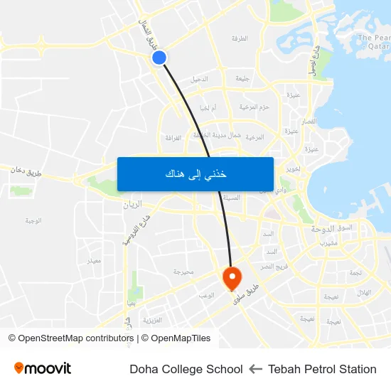 Tebah Petrol Station to Doha College School map