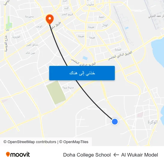 Al Wukair Model to Doha College School map