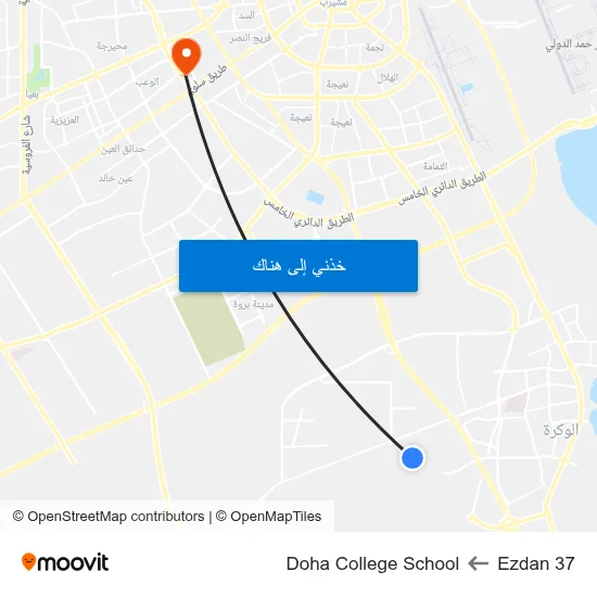 Ezdan 37 to Doha College School map