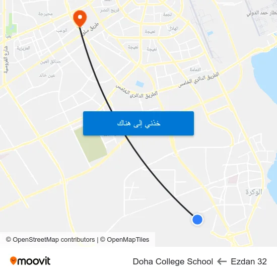Ezdan 32 to Doha College School map