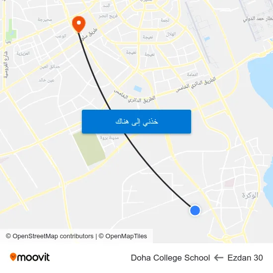 Ezdan 30 to Doha College School map