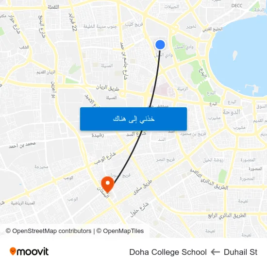 Duhail St to Doha College School map