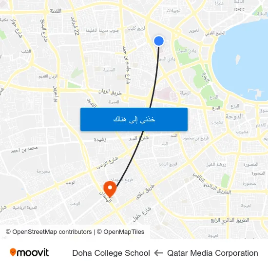 Qatar Media Corporation to Doha College School map
