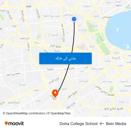 Bein Media to Doha College School map