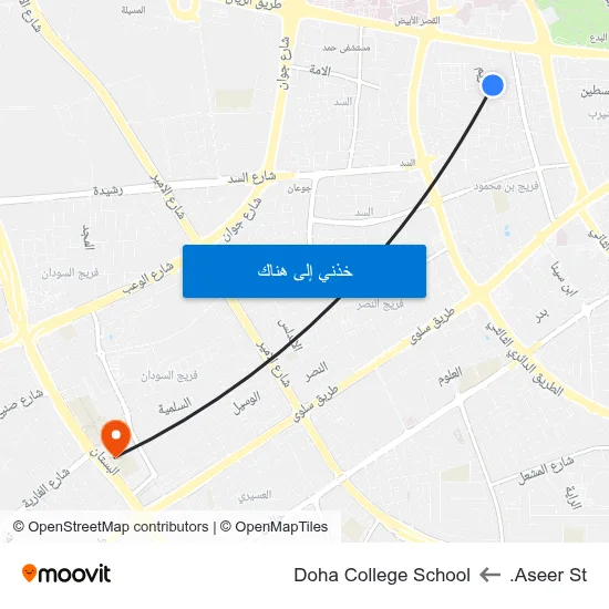 Aseer St. to Doha College School map