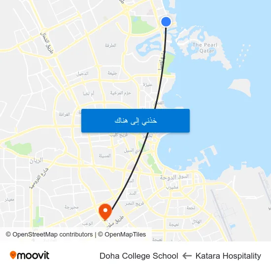 Katara Hospitality to Doha College School map