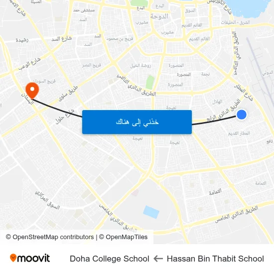 Hassan Bin Thabit School to Doha College School map