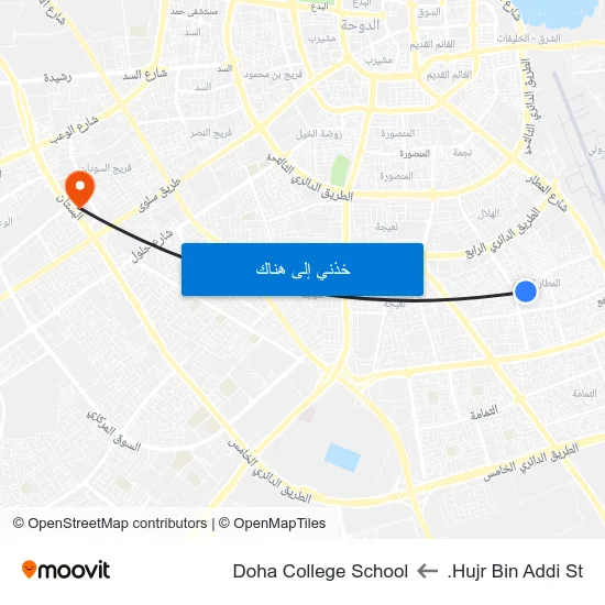 Hujr Bin Addi St. to Doha College School map