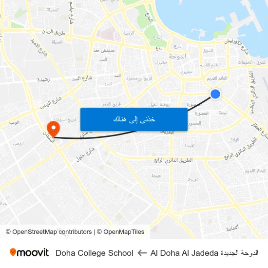 الدوحة الجديدة Al Doha Al Jadeda to Doha College School map