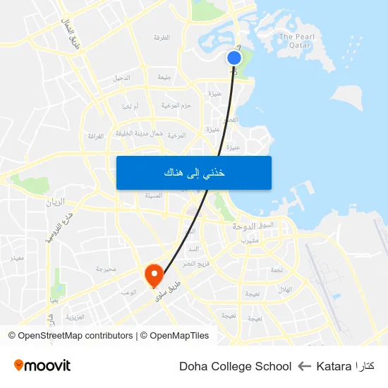 كتارا Katara to Doha College School map
