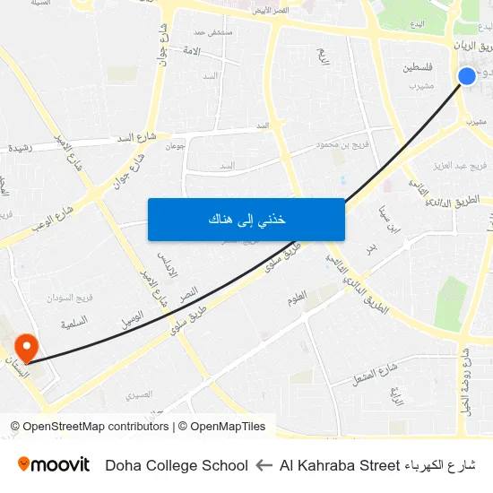 شارع الكهرباء Al Kahraba Street to Doha College School map