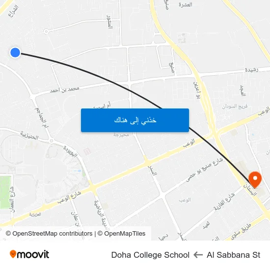 Al Sabbana St to Doha College School map