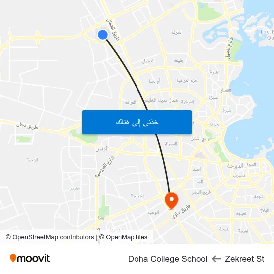 Zekreet St to Doha College School map