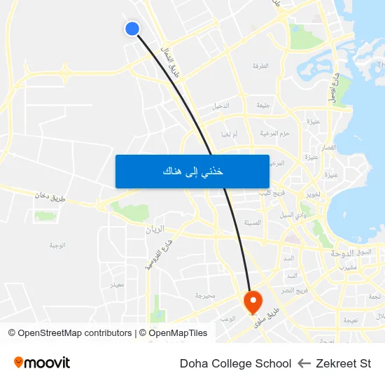Zekreet St to Doha College School map