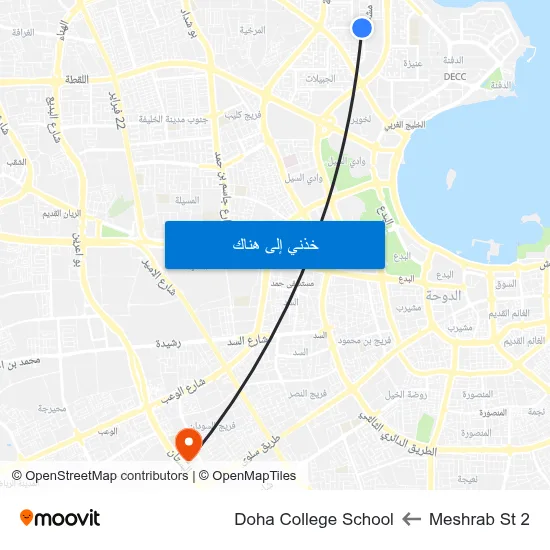 Meshrab St 2 to Doha College School map