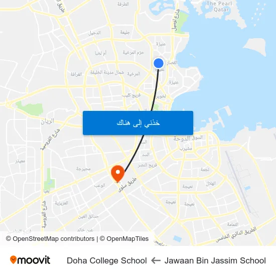 Jawaan Bin Jassim School to Doha College School map