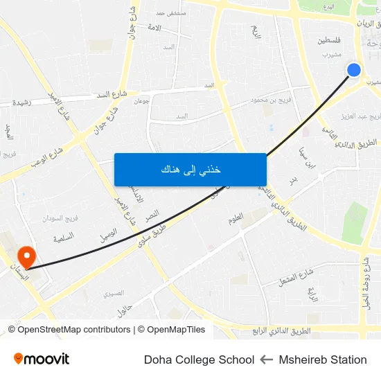 Msheireb Station to Doha College School map