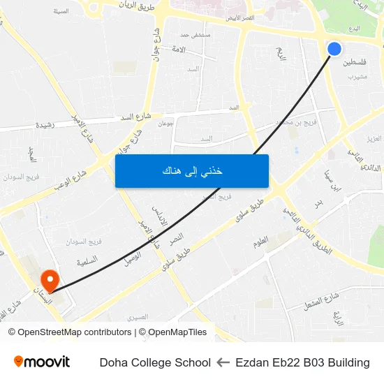 Ezdan Eb22 B03 Building to Doha College School map