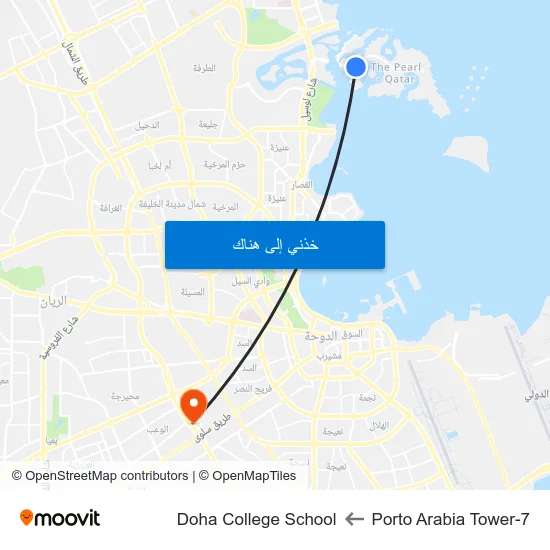Porto Arabia Tower-7 to Doha College School map