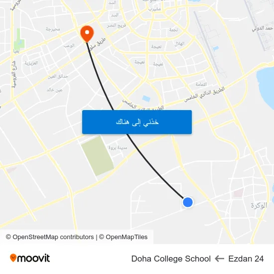 Ezdan 24 to Doha College School map