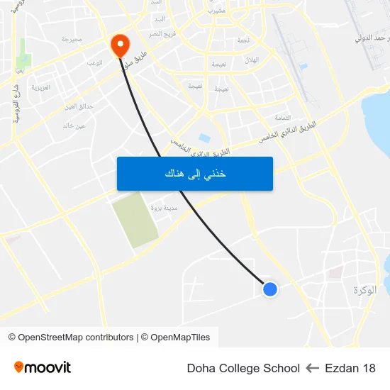 Ezdan 18 to Doha College School map