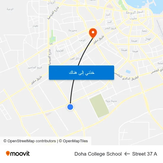 Street 37 A to Doha College School map