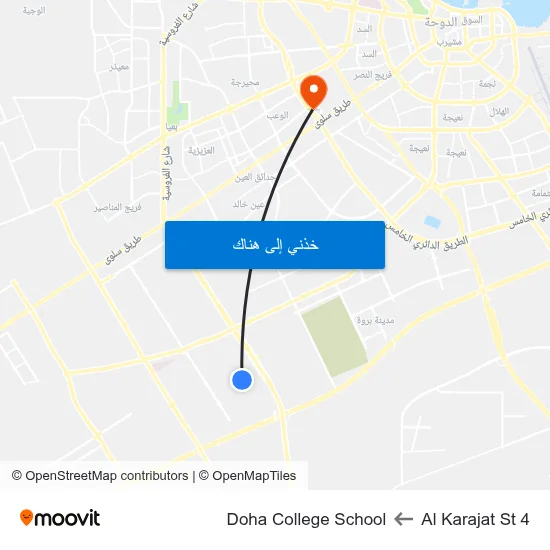 Al Karajat St 4 to Doha College School map