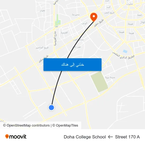 Street 170 A to Doha College School map