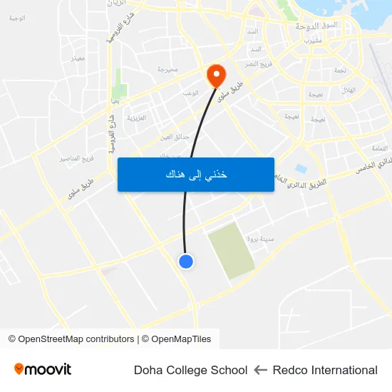 Redco International to Doha College School map