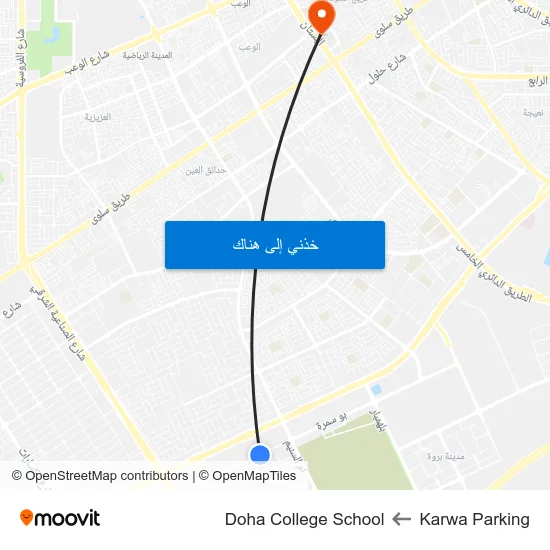 Karwa Parking to Doha College School map