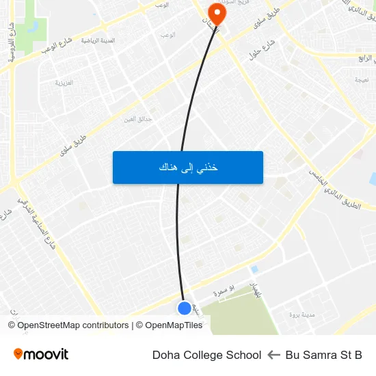 Bu Samra St B to Doha College School map