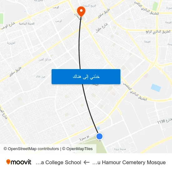 Abou Hamour Cemetery Mosque to Doha College School map