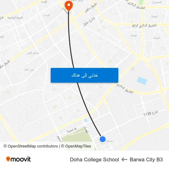 Barwa City B3 to Doha College School map