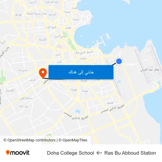 Ras Bu Abboud Station to Doha College School map